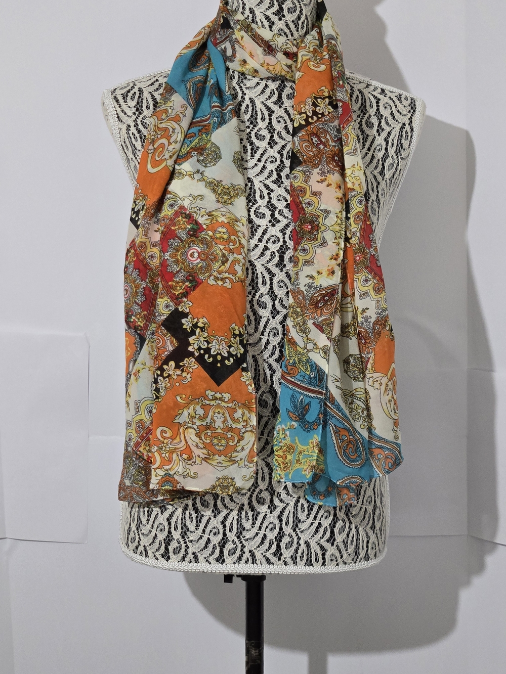 Francesca's Collections Multi-Color Paisley & Baroque Print Lightweight Scarf